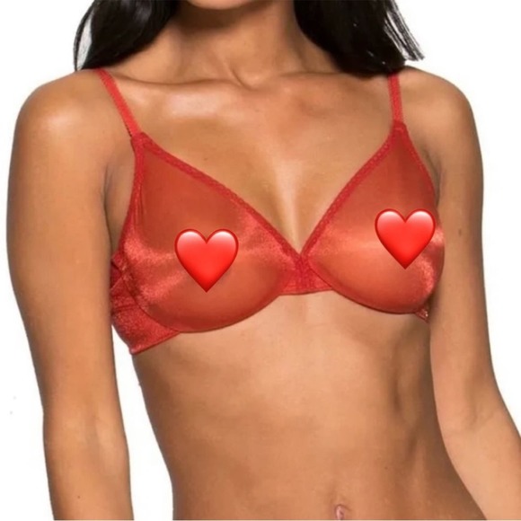 Gossard NWT “glossies” bra metallic raspberry sorbet sheer 30DDD - Picture 1 of 10